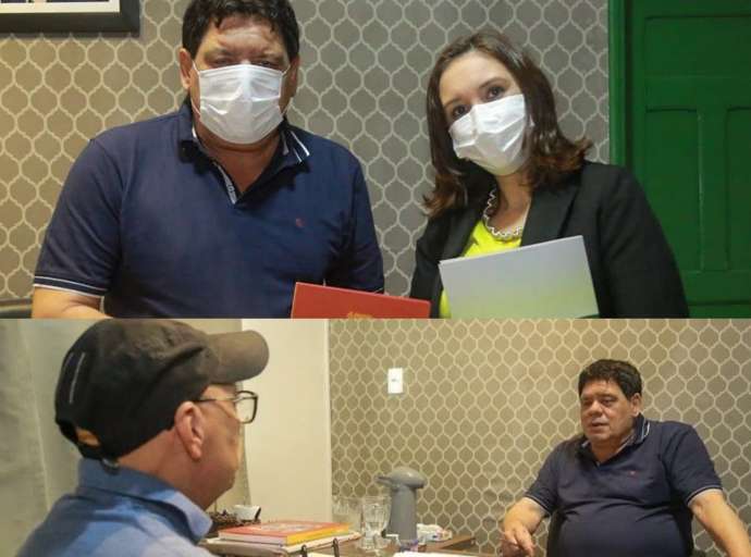 Flaviano Melo recebe Alessandra Ferraz, da Conab e João Petrolitano, da Federação Acreana de Vôlei; Velho Lobo declara apoio à demandas