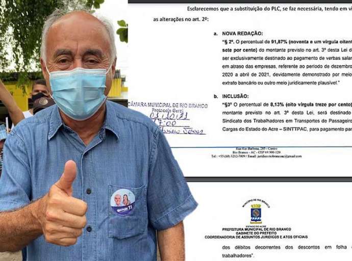 Bocalom altera projeto do transporte para injetar quase R$ 200 mil em sindicato