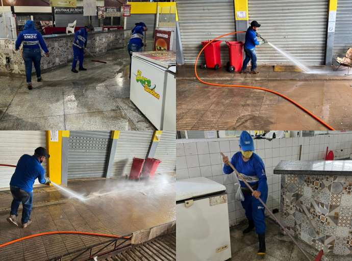 Zeladoria realiza trabalhos de baldeação e sanitização nos mercados públicos de Rio Branco