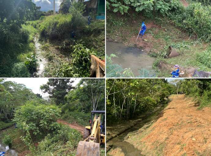Secretaria Municipal de Cuidados com a Cidade realiza mutirão de limpeza em córregos de Rio Branco