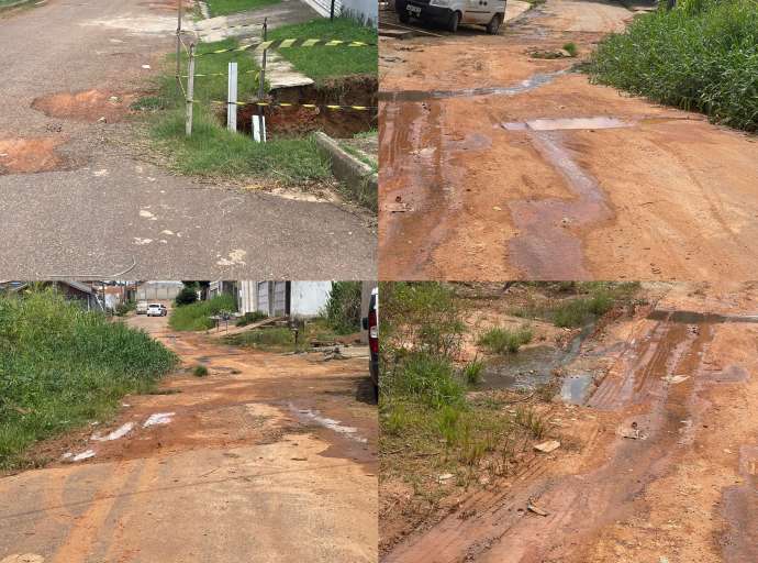 Moradores do Portal da Amazônia vivem triste realidade com ruas cheias de buracos  