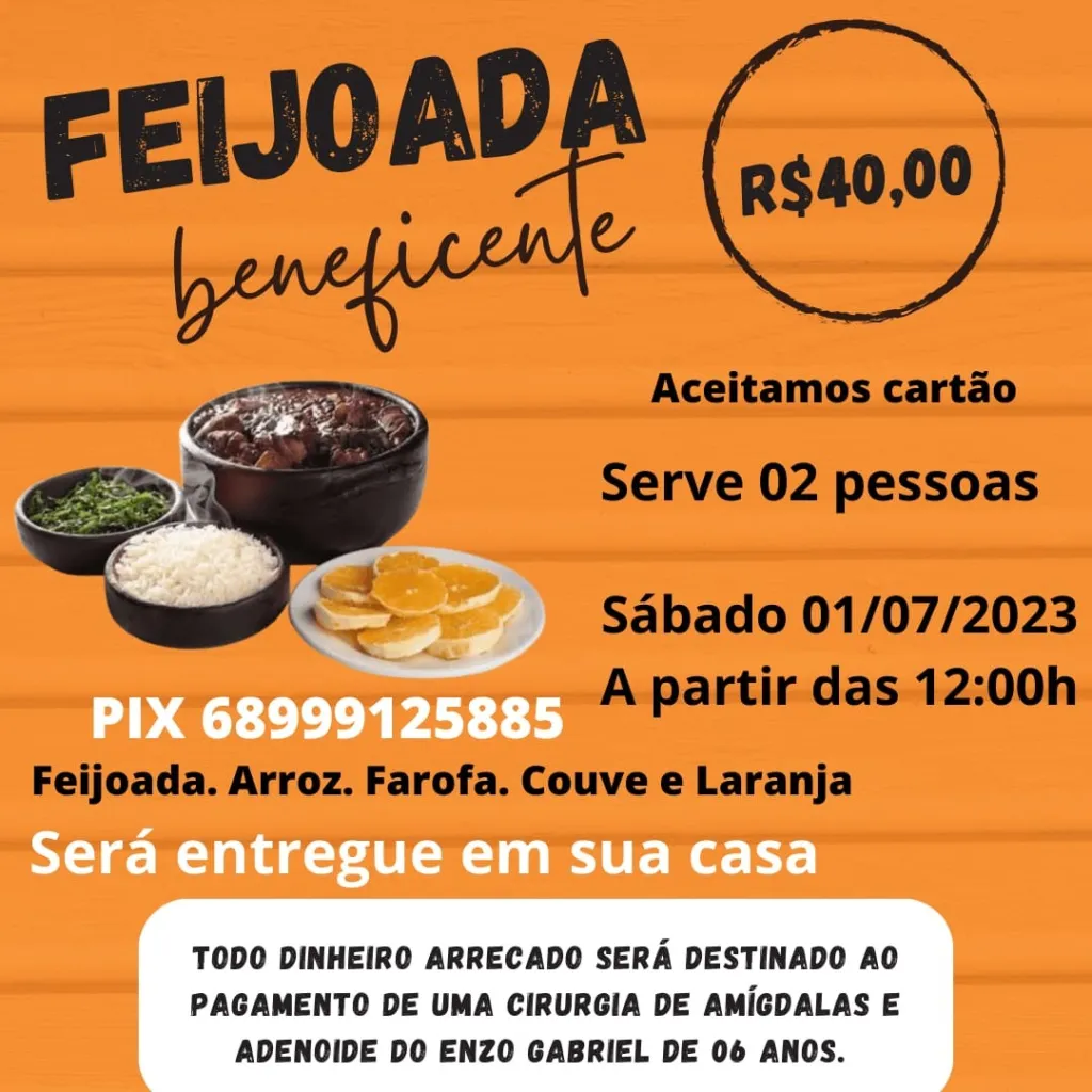 Para custear cirurgia de criança de apenas 6 anos, família fará feijoada beneficente na Baixada da Sobral  